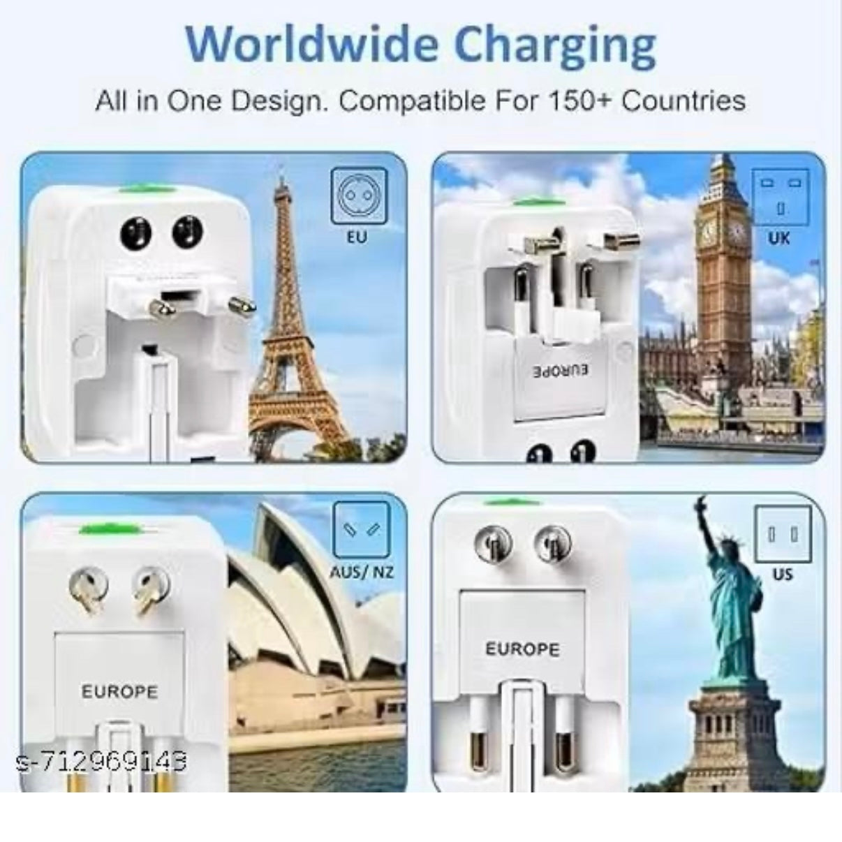 Universal Travel Adapter with 6A AC Socket Output
